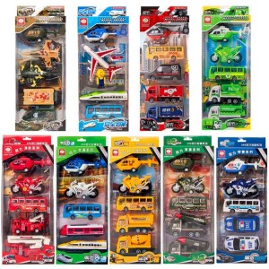 玩具车儿童仿真消防车回力车套装礼品盒装模型男孩小汽车组合