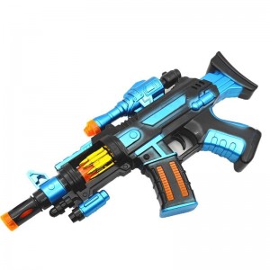 儿童电动声光枪玩具音乐枪语音霸王枪 男孩步枪闪光语音枪振动抢