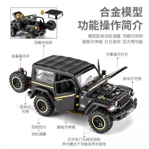 仿真合金越野车模型三挡声光回力儿童玩具摆件1/32吉普卢比肯