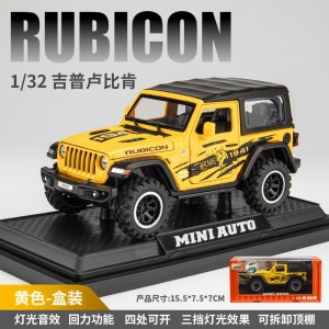 仿真合金越野车模型三挡声光回力儿童玩具摆件1/32吉普卢比肯