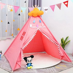 Kids tent game house Indian tassel fur ball tent portable children's indoor toy tent princess room