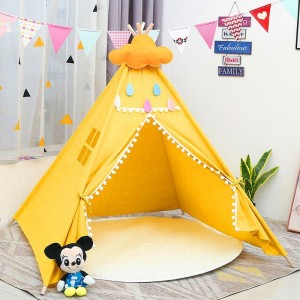 Kids tent game house Indian tassel fur ball tent portable children's indoor toy tent princess room