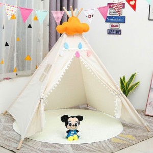 Kids tent game house Indian tassel fur ball tent portable children's indoor toy tent princess room