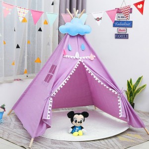 Kids tent game house Indian tassel fur ball tent portable children's indoor toy tent princess room