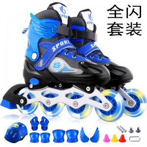 Ice Skates Kids Full Set Adjustable Flash Inline Wheels Kids Roller Skates Ice Skates Roller Skates for Boys Girls