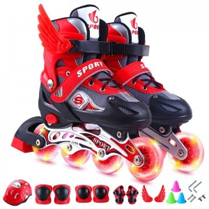 Ice Skates Kids Full Set Adjustable Flash Inline Wheels Kids Roller Skates Ice Skates Roller Skates for Boys Girls