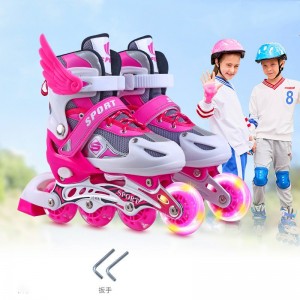 Factory direct supply roller skates, children, boys and girls, single flash PVC roller skates, roller skates, adjustable