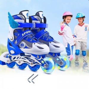 Factory direct supply roller skates, children, boys and girls, single flash PVC roller skates, roller skates, adjustable