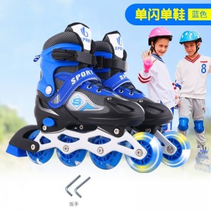 Factory direct supply roller skates, children, boys and girls, single flash PVC roller skates, roller skates, adjustable