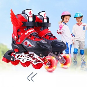 Factory direct supply roller skates, children, boys and girls, single flash PVC roller skates, roller skates, adjustable