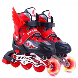 Factory direct supply roller skates, children, boys and girls, single flash PVC roller skates, roller skates, adjustable