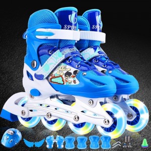 Children's ice skates, single flash, full set of roller skates, full set of roller skates, kids skates, adjustable in line