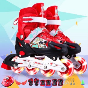 Children's ice skates, single flash, full set of roller skates, full set of roller skates, kids skates, adjustable in line