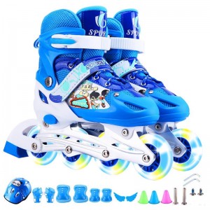 Children's ice skates, single flash, full set of roller skates, full set of roller skates, kids skates, adjustable in line