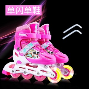 Factory direct supply ice skates, children's adjustable ice skates, single flash inline skates for boys and girls