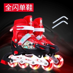 Factory direct supply ice skates, children's adjustable ice skates, single flash inline skates for boys and girls