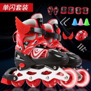 Single flash children's ice skates PVC wheels full set roller skates skates for men and women with adjustable pulleys manufacturer