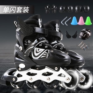 Single flash children's ice skates PVC wheels full set roller skates skates for men and women with adjustable pulleys manufacturer