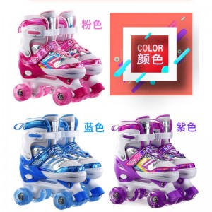 double row roller skates quad roller skates kids adult ice skates PU flash double row ice skates