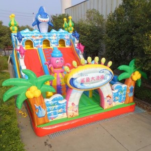 Small inflatable castle outdoor trampoline square stall children's park naughty castle slide toy equipment manufacturer