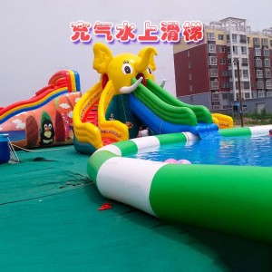 Mobile large-scale water park equipment children's inflatable water slide toy walkthrough outdoor stand pool manufacturer