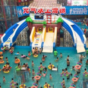 Mobile large-scale water park equipment children's inflatable water slide toy walkthrough outdoor stand pool manufacturer