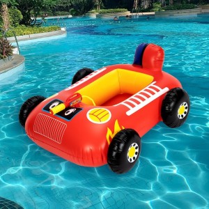 Ready stock PVC children's inflatable police car seat with water gun, baby summer water spray truck floating row