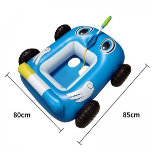 Ready stock PVC children's inflatable police car seat with water gun, baby summer water spray truck floating row