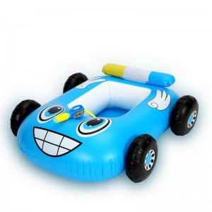 Ready stock PVC children's inflatable police car seat with water gun, baby summer water spray truck floating row