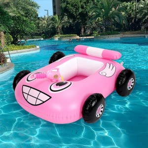 Ready stock PVC children's inflatable police car seat with water gun, baby summer water spray truck floating row