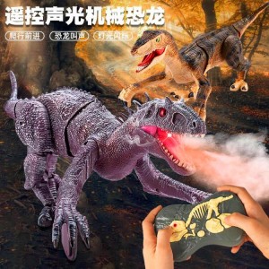 2.4G无线遥控迅猛龙电动声光喷雾下蛋恐龙玩具霸王龙模型儿童玩具