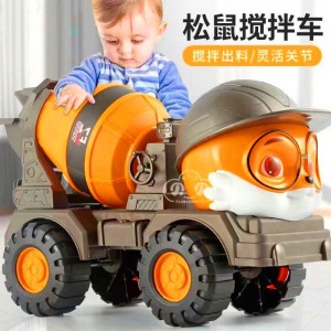 中号三只松鼠滑行玩沙搅拌车仿真吊车水泥车挖机搅拌车工程车