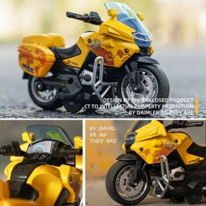 仿真铁骑警察摩托车回力合金车4d模型带灯光炫酷赛车儿童玩具