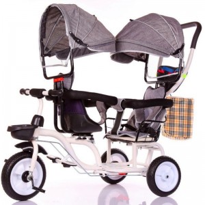 脚踏车双胞胎三轮车带斗推车童车儿童玩具车可坐人双人儿童三轮车