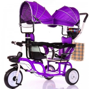 脚踏车双胞胎三轮车带斗推车童车儿童玩具车可坐人双人儿童三轮车