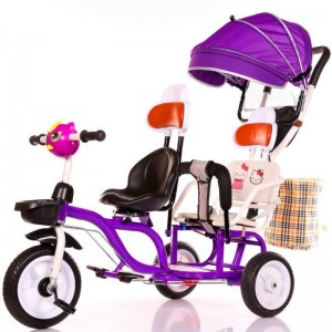 脚踏车双胞胎三轮车带斗推车童车儿童玩具车可坐人双人儿童三轮车