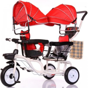 脚踏车双胞胎三轮车带斗推车童车儿童玩具车可坐人双人儿童三轮车