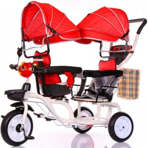 脚踏车双胞胎三轮车带斗推车童车儿童玩具车可坐人双人儿童三轮车