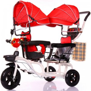 脚踏车双胞胎三轮车带斗推车童车儿童玩具车可坐人双人儿童三轮车