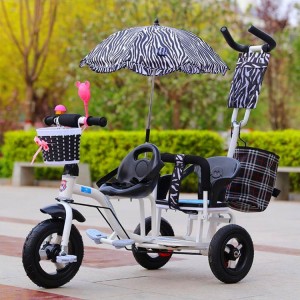 儿童双人三轮车双座二胎脚踏车双胞胎婴儿推车自行车小孩童车