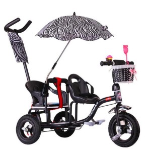 儿童双人三轮车双座二胎脚踏车双胞胎婴儿推车自行车小孩童车