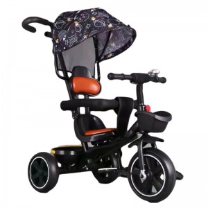 儿童三轮车脚踏车带棚儿童手推车四合一小孩骑行车儿童玩具自行车