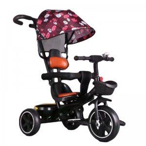 儿童三轮车脚踏车带棚儿童手推车四合一小孩骑行车儿童玩具自行车