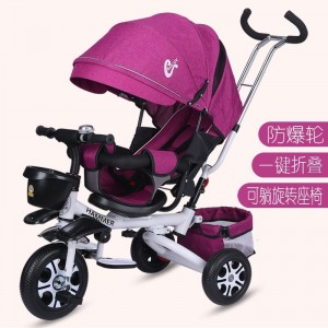 可躺儿童三轮车折叠脚踏车宝宝手推车1-3-5婴幼儿推车小孩童车