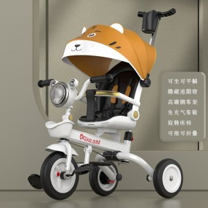 D昩可躺可折叠婴儿童三轮车手推车宝宝脚踏车6个月——6岁音乐自