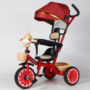 儿童三轮车自行车四合一带蓬手推车宝宝脚踏车音乐灯光玩具车