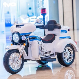儿童电动摩托车警车可坐人双人男女宝宝小孩充电三轮玩具车