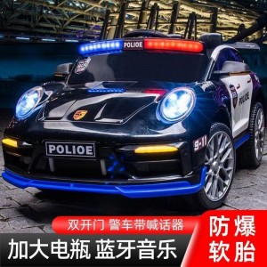 儿童电动四轮警车玩具车保时捷带遥控男女小孩可坐充电童车