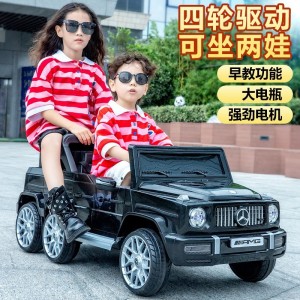 新款越野儿童电动汽车 可坐人儿童电动六轮双人遥控车