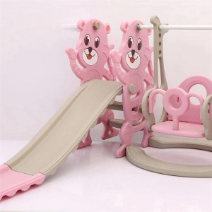 3合1卡通设计儿童滑梯和秋千/室内游戏套装 供儿童爬上 滑梯和秋千